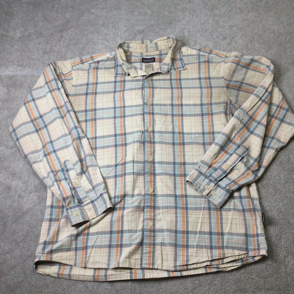 Patagonia Mens Medium Organic Cotton Plaid Fjord Flannel Long Sleeve Shirt Plaid